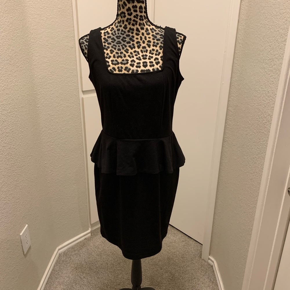 Miss Tina Black Peplum Mini Dress